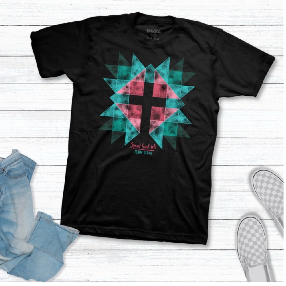 Kerusso "Spirit Lead Me" Aztec Cross Adult Women's T-shirt - NWT